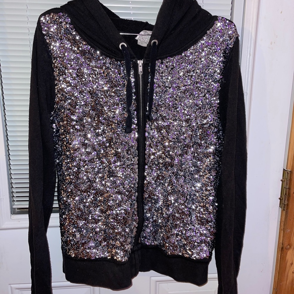 medium PINK zip up sweater - old/worn